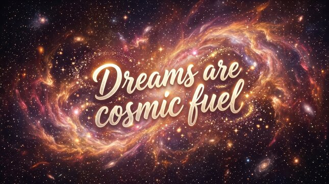 Inspirational Quote Dreams Are Cosmic Fuel Over A Vibrant Glowing Nebula Space Background