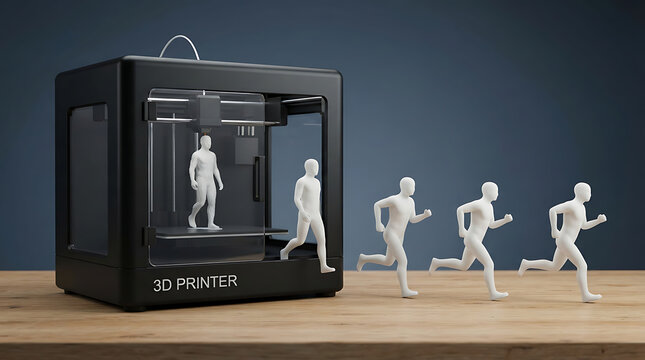 Mass Production Process Using Modern Additive Manufacturing 3D Printing Technology Concept