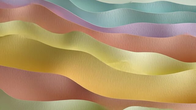 ?Colorful paper waves gently wrapping and unfolding in seamless flow