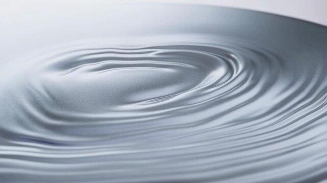 Concentric ripples spread across a reflective water surface. Wellness media, meditation content, and spa promotion.