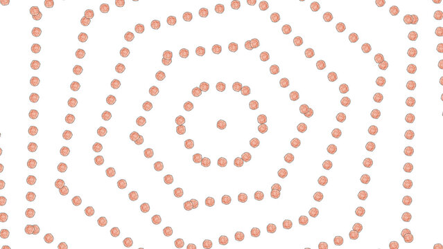 Geometric background with small coconuts arranged in hexagonal grid pattern