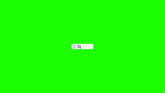 Search bar icon animation with magnifying glass on green screen
