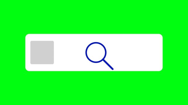 Search bar interface with magnifying glass icon on green screen background