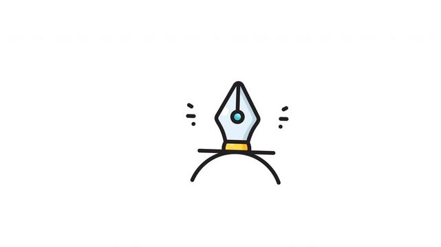 Fountain pen nib icon suitable for logos, stationary, vintage designs, and calligraphythemed projects. Minimalist vector graphic design illustration.
