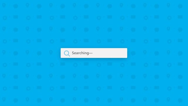 Search bar with magnifying glass icon on blue background with pattern