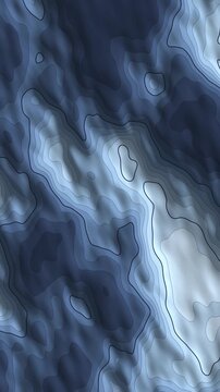 Slow Zoom In Over an Ocean Depth Map With Graduated Bathymetric Contour Bands and Shaded Relief, Seamless Loop in bright arctic tones vertical 9:16
