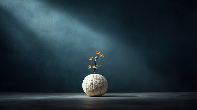 Small plant in white pumpkin