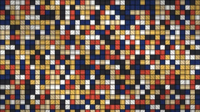 Ceramic Tile Wall Shuffling by Whole Row and Column Slides, Seamless Loop Motion Background in bright indigo tones