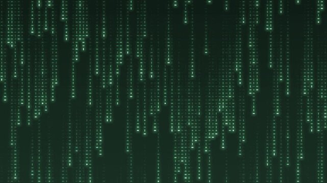 Falling digital code rain glowing streaks seamless loop in deep green tones
