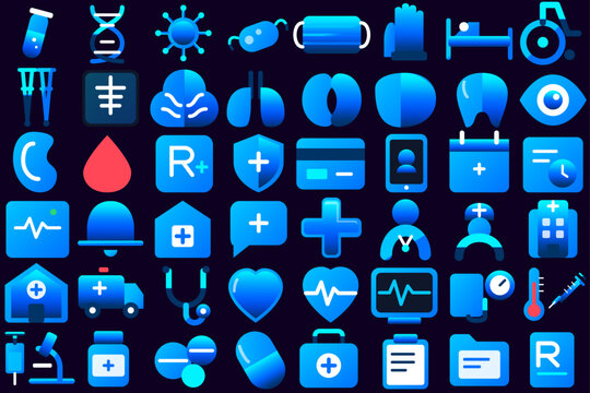 Medical Icon Set with Gradient Design, Healthcare, Hospital, Doctor, Medicine and Healthcare Technology Vector Icons