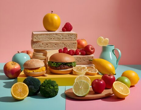 Playful Surreal Food Still Life With Unexpected Objects And Creative Composition