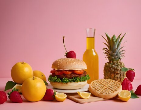Playful Surreal Food Still Life With Unexpected Objects And Creative Composition