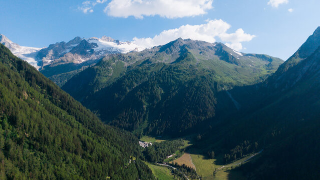 mountain landscape in the alps on a July
