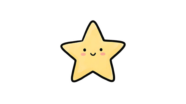 Adorable Star Sticker with Cute Face on White