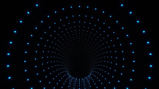 Blue Futuristic Minimalist Wormhole Made of Dots Background VJ Loop in 4K