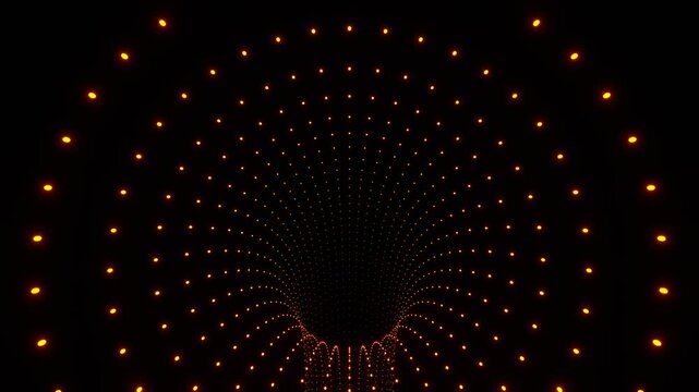 Orange Futuristic Minimalist Wormhole Made of Dots Background VJ Loop in 4K