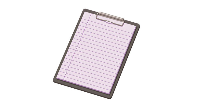 Purple Lined Clipboard On White Background