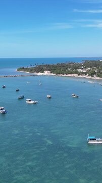 Vertical Aerial View of Fishing Boats at Pamban Harbour Rameswaram Tamil Nadu India