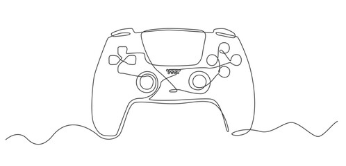Video games console joystick vector one single line continuous drawing illustration © Medovoart