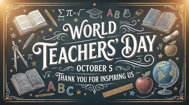 World Teachers Day Chalkboard Education Poster