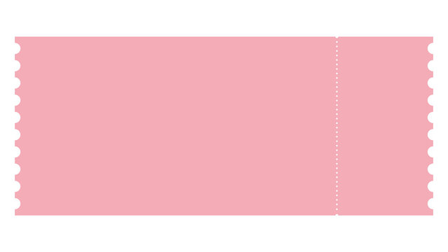 Blank pink event ticket with perforated edge perforated admission template rectangle resource background commerce business entertainment marketing promotion advertising celebration