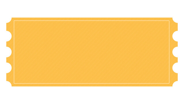 Blank yellow event ticket stub with double border frame admission ticket admit one template isolated rectangular celebration festival performance entertainment promotion illustration