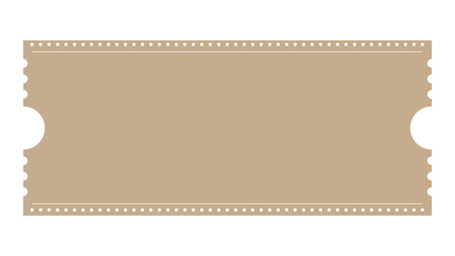 Blank light brown vintage style film reel ticket stub with cinema ticket film strip admit one admission template isolated rectangular celebration festival performance entertainment