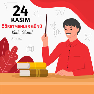 24 Kasim Ogretmenler Gunu Square Banner Design Male Teacher Vector