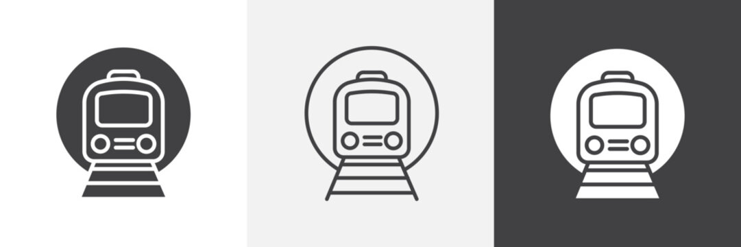 Subway icon flat outline in black