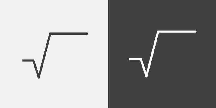 Square root icon flat outline in black