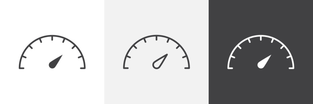 Speedometer icon flat outline in black