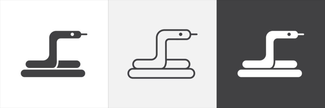 Snake icon flat outline in black