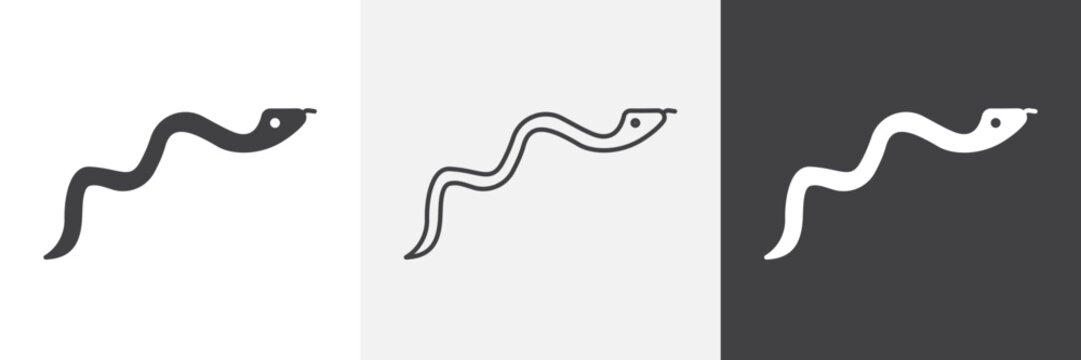Snake icon flat outline in black