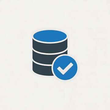 Database icon with a blue check mark symbol