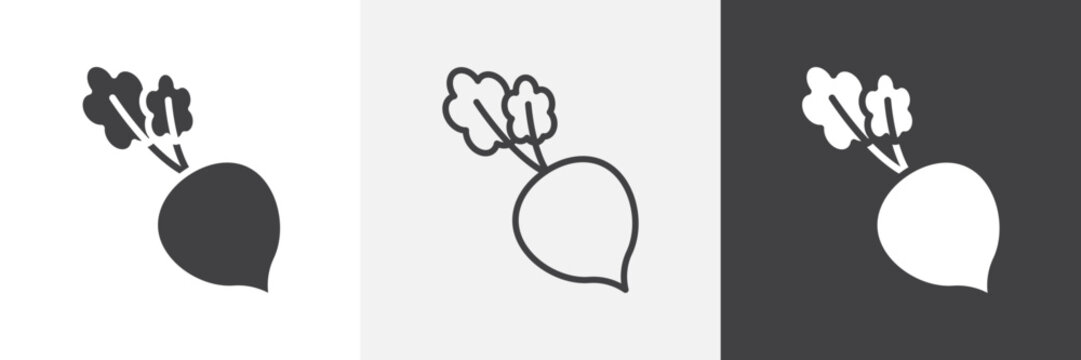 Radish icon flat outline in black