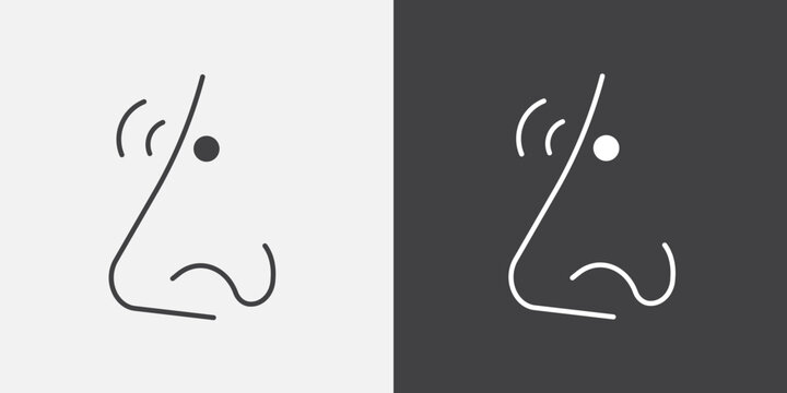 Nose pain icon flat outline in black