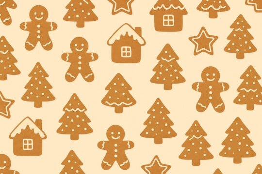 Festive gingerbread pattern wallpaper.