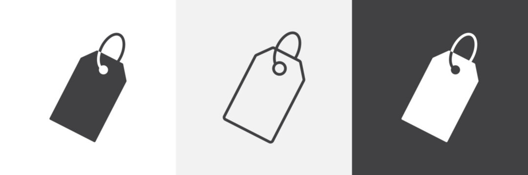 Label icon flat outline in black