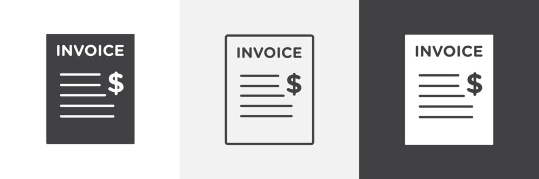 Invoice payment icon flat outline in black