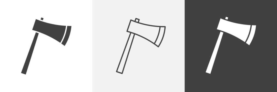 Hatchet icon flat outline in black