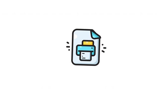 Blue paper document icon suitable for office related designs, digital graphics, and printing materials requiring a cute, cyan printer symbol.