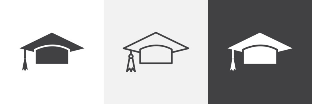 Education icon flat outline in black