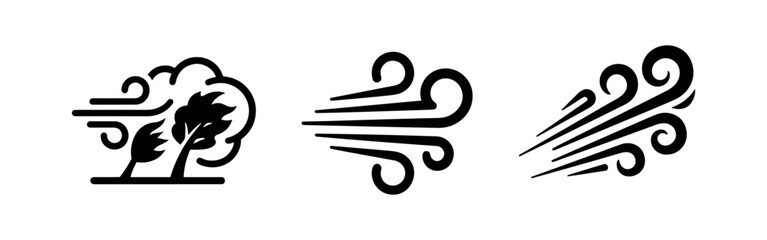 Fototapeta premium Wind and Storm Weather Icon Set
