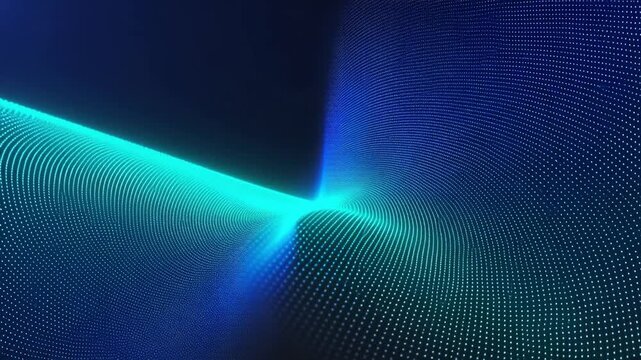 Blue glowing particles wave in motion digital abstract background loop for tech business science video footage