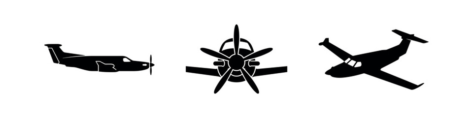 Turboprop Aircraft Silhouette Set © Lili