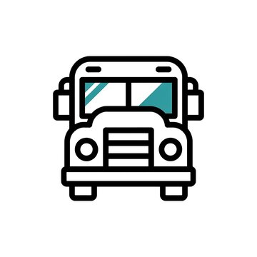 Simple line icon of a yellow school bus front view