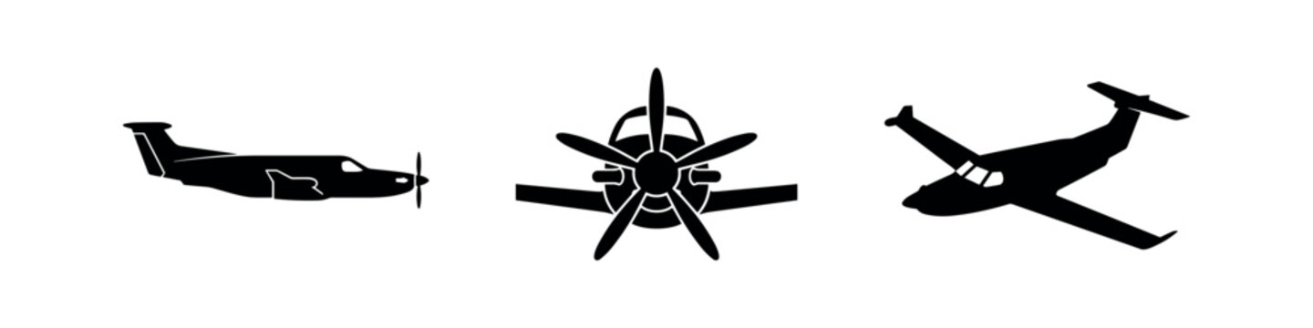 Turboprop Aircraft Silhouette Set