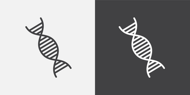 DNA icon flat outline in black