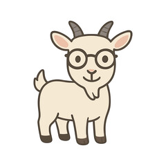 Obraz premium Cute Cartoon Goat With Glasses