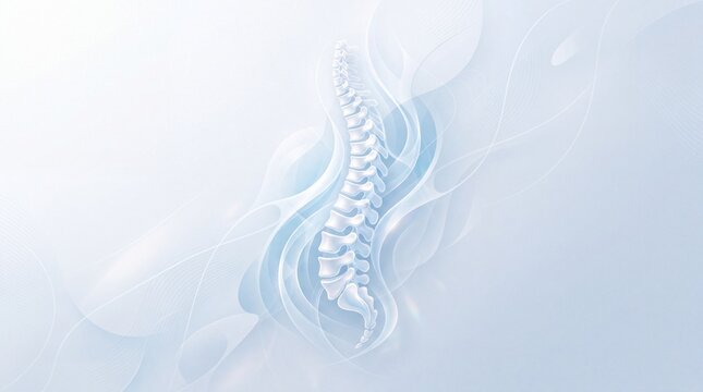 Human Spine and Vertebral Column Anatomy Medical Illustration on Soft Blue Background